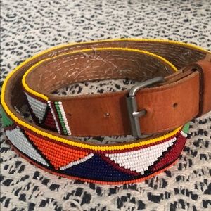 Beaded Multi-Coloured Leather Belt